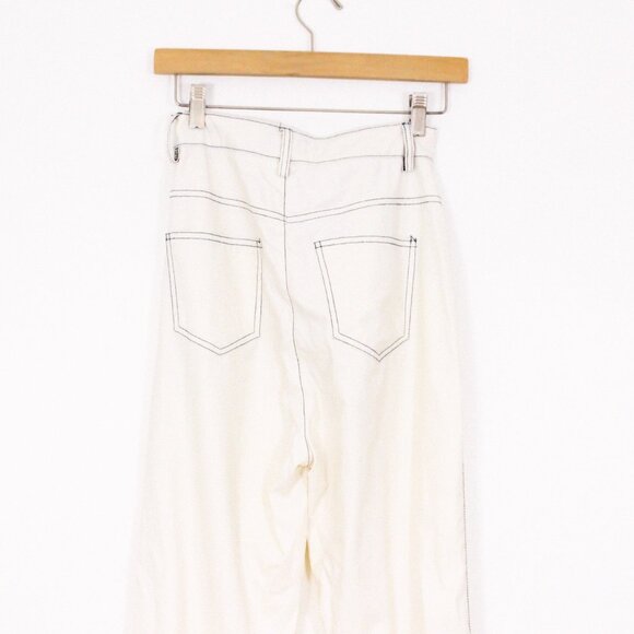 *Pretty Little Thing White Faux Leather Contrast Stitch Straight Leg Pants - Picture 10 of 10